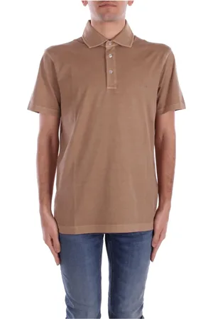 FAY Homme, Tops, Brun, Taille: XL Polo à logo et boutons frontaux