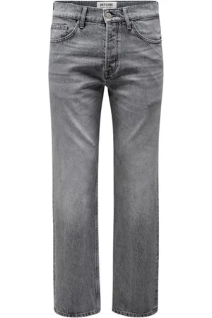 Only & Sons Homme, Jeans, Gris, Taille: W34 L32 Straight Denim Jeans