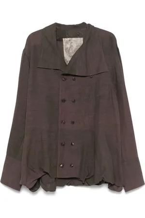 ZIGGY CHEN Homme, Vestes, Brun, Taille: M Manteau marron à double boutonnage avec plis