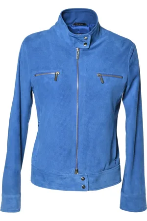 BALDININI Femme, Vestes, Bleu, Taille: 38 FR Air Force suede jacket