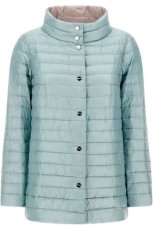 HERNO Femme, Vestes, Bleu, Taille: 38 FR Veste Matelassée Réversible Bleu Clair