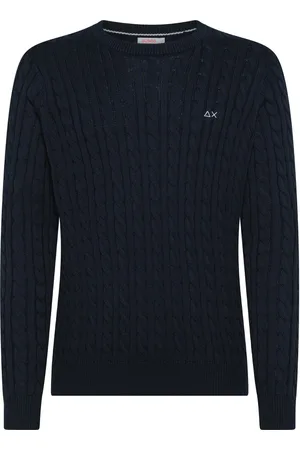 sun68 Homme, Pulls, Bleu, Taille: S Pull à torsades en coton