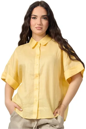 HUGO BOSS Femme, Blouses et Chemises, Jaune, Taille: 42 FR Chemise Jaune Brodée pour Femmes