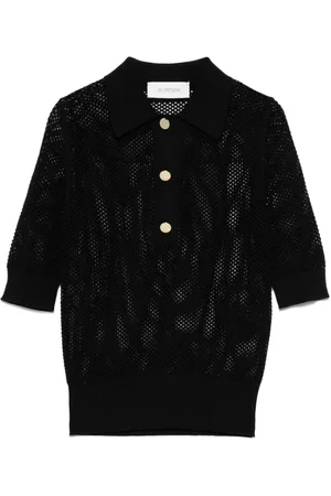 Sportmax Femme, Pulls, Noir, Taille: 40 FR Pull Noir à Boutons Manches Courtes