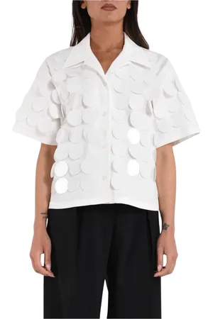 Msgm Femme, Blouses et Chemises, Blanc, Taille: 38 FR Chemise en coton avec paillettes