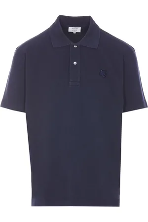 Maison Kitsuné Homme, Tops, Bleu, Taille: S T-shirt Bleu Boutonné avec Logo