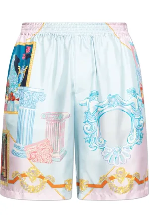 VERSACE Homme, Maillots de bain, Multicolore, Taille: XL Shorts en twill de soie multicolore