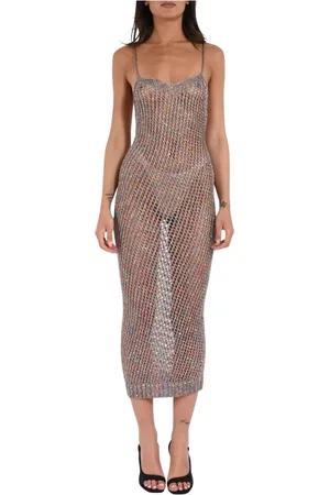 LANEUS Femme, Robes, Multicolore, Taille: 36 FR Robe Longue en Maille à Paillettes