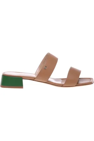BALDININI Femme, Chaussures, Brun, Taille: 36 EU Leather and green leather clogs