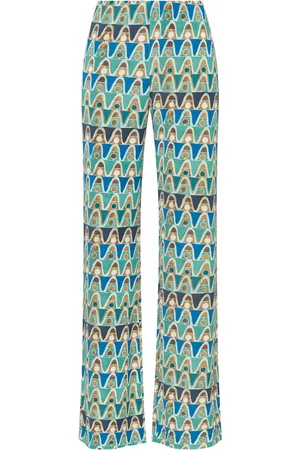 Maliparmi Femme, Pantalons, Bleu, Taille: 36 FR Pantalon Mimosa Géométrique