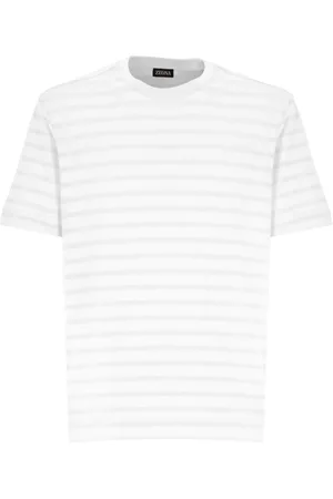 Ermenegildo Zegna Homme, Tops, , Taille: L T-shirt à Rayures en Coton Col Rond