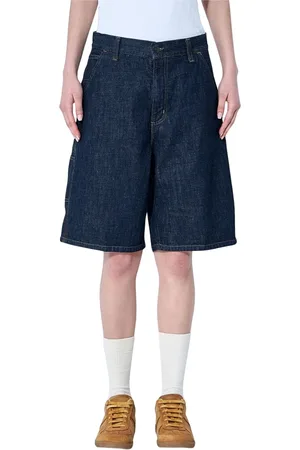 Carhartt Femme, Shorts, Bleu, Taille: 40 FR Shorts Cargo en Denim avec Patch Logo Arrière