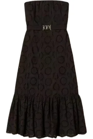 Twin-Set Femme, Robes, Noir, Taille: 34 FR Robe Bustier Noire Brodée