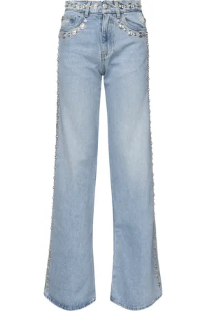 COPERNI Femme, Jeans, Bleu, Taille: 38 FR Jean Large en Denim avec Clous