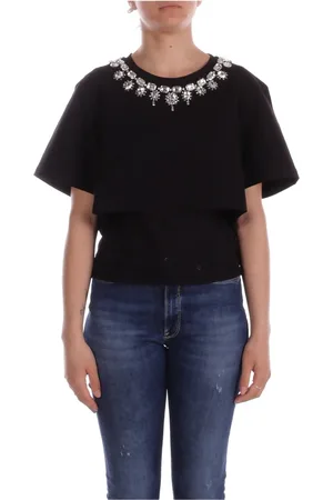 Blugirl Femme, Tops, Noir, Taille: 38 FR T-shirts et Polos noirs avec applications en strass