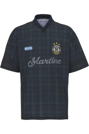 MARTINE ROSE Homme, Tops, Vert, Taille: L Maillot de Football Tartan Noir