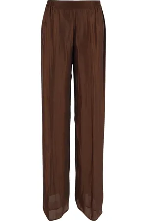 GENTRYPORTOFINO Femme, Pantalons, Brun, Taille: 36 FR Pantalon Palazzo à taille élastique pour femme