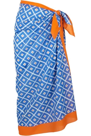 Gallo Femme, Maillots de bain, Multicolore, Taille: ONE Size Pareo en coton bleu pour femmes avec motif argyle