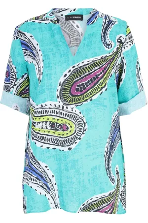 DORIS S Femme, Blouses et Chemises, Multicolore, Taille: 42 FR Chemisier en lin à imprimé Paisley