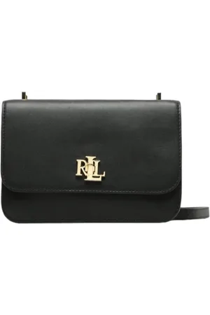 Ralph Lauren Femme, Sacs, Noir, Taille: ONE Size Sac Bandoulière en Cuir avec Logo en Métal