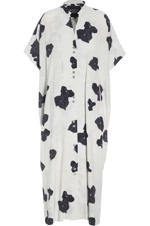 Bitte Kai Rand Femme, Blouses et Chemises, , Taille: 38 FR Robe Kaftan Noire avec Imprimé Artistique