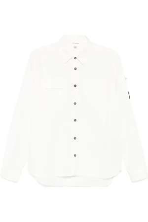 C.P. Company Homme, Chemises, Blanc, Taille: XL Chemise en gabardine de coton biologique à manches longues