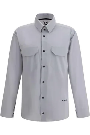 GR10K Homme, Chemises, Gris, Taille: M Chemise à Ultrasons avec Monogramme Brodé