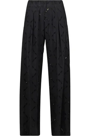 SEMICOUTURE Femme, Pantalons, Noir, Taille: 36 FR Pantalon Dentelle Jambe Droite