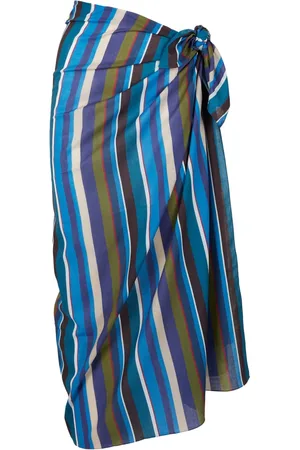 Gallo Femme, Maillots de bain, Multicolore, Taille: ONE Size Paréo en coton bleu pour femmes à rayures multicolores