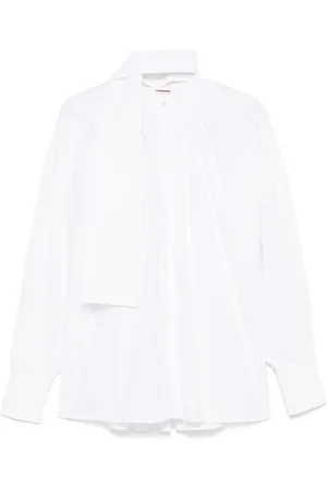 Plan C Femme, Blouses et Chemises, Blanc, Taille: 36 FR Chemisier Blanc avec Détail Écharpe