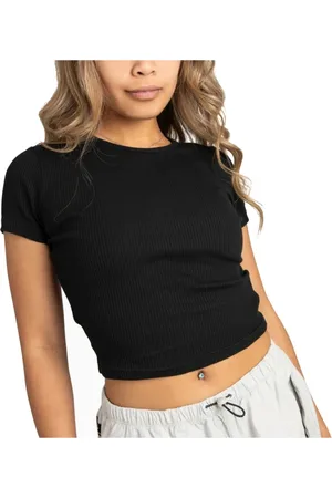 Converse Femme, Tops, Noir, Taille: 38 FR T-shirts côtelés pour femmes