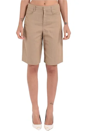 Max Mara Femme, Shorts, Brun, Taille: 38 FR Shorts Bermuda en coton et lin