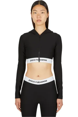Paco rabanne Femme, Sweatshirts et sweats à capuche, Noir, Taille: 38 FR Sweat à capuche raccourci