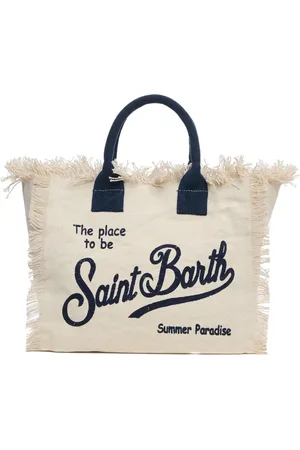 MC2 SAINT BARTH Femme, Sacs, Blanc, Taille: ONE Size Sac à Main en Toile Bianco Blu