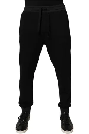 Dolce & Gabbana Homme, Pantalons, Noir, Taille: M Pantalon de survêtement en coton noir avec logo