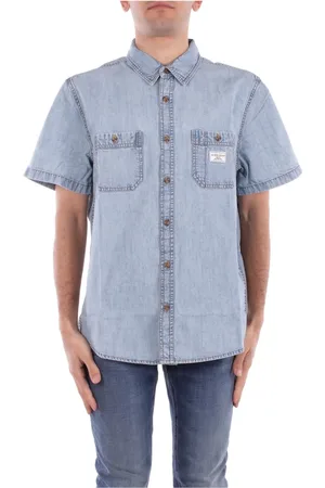 Guess Homme, Chemises, Bleu, Taille: M Chemise Denim Logo Bouton Avant