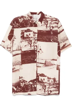 ALYSI Femme, Blouses et Chemises, Multicolore, Taille: 34 FR Chemise en Coton à Imprimé Floral Marron/Blanc
