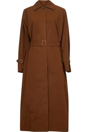 Max Mara Femme, Manteaux, Brun, Taille: 34 FR Manteau Marron avec Patte de Boutonnage Couverte