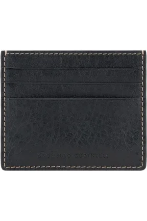 Brunello Cucinelli Homme, Accessoires, Noir, Taille: ONE Size Porte-cartes en Cuir Grainé