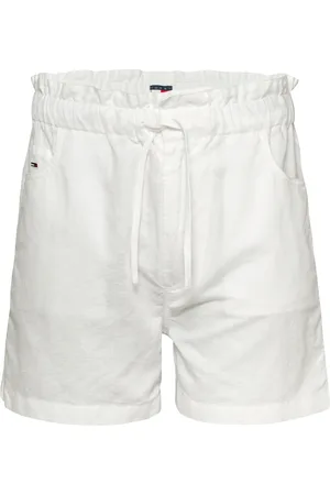 Tommy Hilfiger Femme, Shorts, Blanc, Taille: 38 FR Shorts de Plage Blancs avec Cordon de Serrage