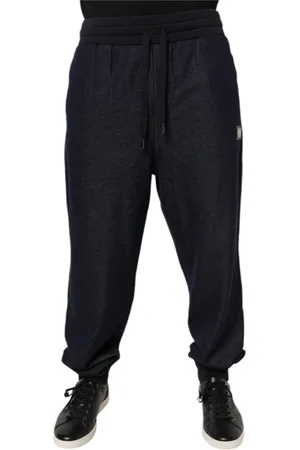 Dolce & Gabbana Homme, Pantalons, Noir, Taille: XL Jogger Pantalons de survêtement Jacquard Noir