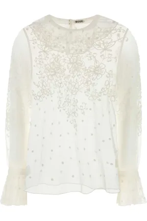 BODE Femme, Blouses et Chemises, Blanc, Taille: 38 FR Blouse Blanche en Mesh Middlemist