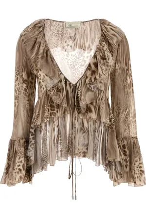 BLUMARINE Femme, Blouses et Chemises, Multicolore, Taille: 38 FR Chemisier en mousseline imprimée