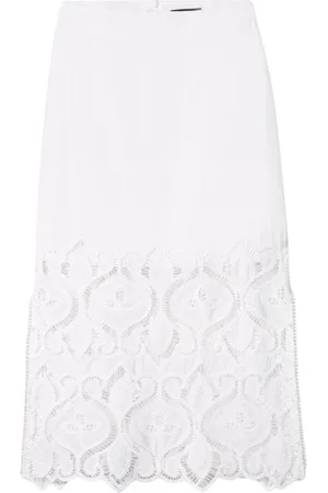 Luisa Cerano Femme, Jupes, Blanc, Taille: 40 FR Jupe longue blanche décolorée avec broderie