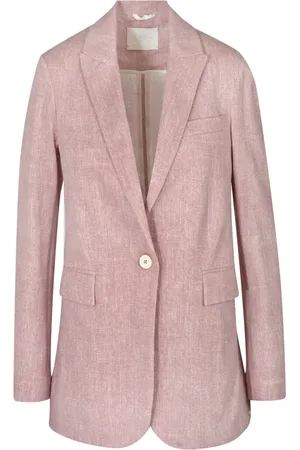 Circolo Femme, Vestes, Rose, Taille: 42 FR Blazer en Coton Piqué avec Revers