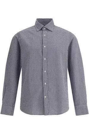 DEPERLU Homme, Chemises, Bleu, Taille: M Chemise à Rayures en Coton Col Classique Bouton