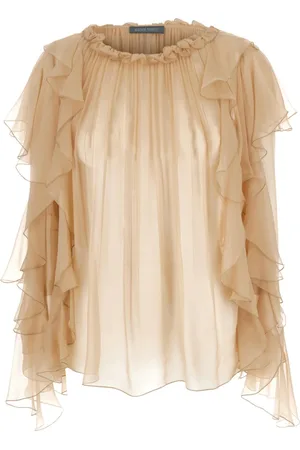Alberta Ferretti Femme, Blouses et Chemises, , Taille: 40 FR Chemise en Mousseline de Soie à Volants Femme