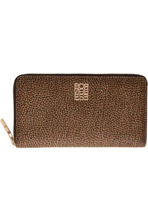 Borbonese Femme, Accessoires, Brun, Taille: ONE Size Portefeuille en cuir imprimé pour femme