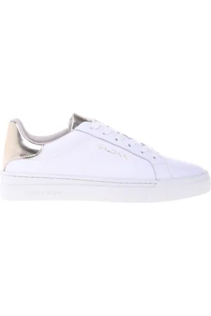 BALDININI Femme, Chaussures, Blanc, Taille: 37 1/2 EU leather and light gold laminated leather trainer
