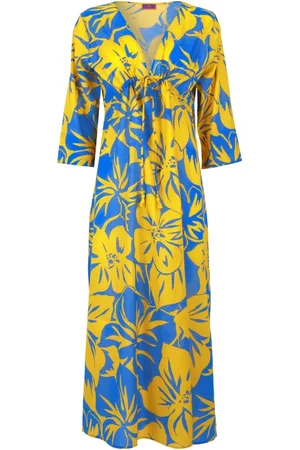 Gallo Femme, Maillots de bain, Multicolore, Taille: ONE Size Kaftan long jaune en coton pour femmes avec motif floral